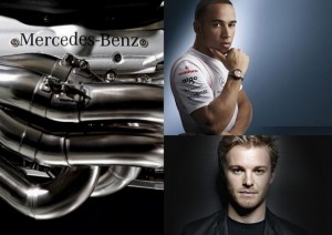 Stávající Nico Rosberg s novým týmovým kolegou Lewisem Hamiltonem, to vše v týmu Mercedes-Benz!